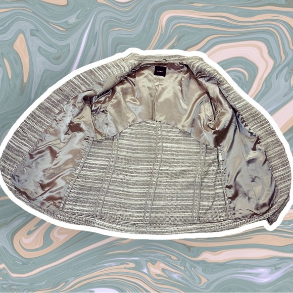 Akris Neutral 100% Silk Tweed 3 Button Curved Hem Blazer Women’s Plus Size 16 - Picture 13 of 13